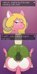  1:2 2020 anal anal_penetration animated anthro black_body blonde_hair dragon duo english_text female female_penetrated genitals green_body hair half-closed_eyes hi_res horn kingofacesx male male/female male_penetrating male_penetrating_female mating_press multicolored_body narrowed_eyes penetration penis pink_body purple_eyes sex short_playtime speech_bubble text two_tone_body vekium white_body 