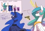  2020 absurd_res blue_eyes butt comparison cosmic_hair digital_media_(artwork) english_text equid ethereal_hair feathered_wings feathers friendship_is_magic gun hasbro hi_res horn mammal meme my_little_pony princess_cadance_(mlp) princess_celestia_(mlp) princess_luna_(mlp) pseudo_hair ranged_weapon text twilight_sparkle_(mlp) underpable weapon winged_unicorn wings 