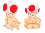  5_fingers 5_toes absurd_res anus balls butt erection fingers genitals hand_on_knee hi_res humanoid looking_at_viewer male mario_bros nintendo not_furry nude open_mouth penis presenting redemption3445 slightly_chubby smile solo spread_butt spreading toad_(mario) toes video_games 