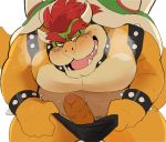  2020 anthro blush bowser bulge clothing edit erection genitals humanoid_hands hyaku_(artist) koopa male mario_bros nintendo overweight overweight_anthro overweight_male penis scalie simple_background solo uncensored underwear video_games white_background 