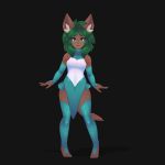  1:1 3d_(artwork) 3d_animation 5_fingers 5_toes :3 animated anthro armwear atelierlily bare_shoulders barefoot biped black_background blinking breasts brown_body brown_fur brown_nose brown_tail clothed clothing digital_media_(artwork) eyelashes felid feline female fingers freckles fully_clothed fur green_armwear green_clothing green_eyes green_hair green_legwear hair inner_ear_fluff legwear leotard looking_at_viewer loop mammal medium_breasts monotone_body monotone_fur monotone_hair mysaryl_(verdantdargon) pose short_playtime simple_background slim smile solo standing tail_tuft tailwag thigh_highs tight_clothing toes tuft 