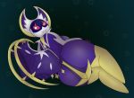  2020 anthro anthrofied big_butt breasts butt chiropteran digital_media_(artwork) fangs female gazaster hi_res legendary_pok&eacute;mon looking_at_viewer looking_back lunala lying mammal membrane_(anatomy) membranous_wings nintendo on_side pok&eacute;mon pok&eacute;mon_(species) purple_body purple_skin simple_background smile solo star video_games wings 