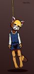 absurd_res aggressive_retsuko ailurid anthro barefoot bodily_fluids breasts clothed clothing corpse death e254e female fur genital_fluids gore hanged hi_res inner_ear_fluff mammal open_mouth red_panda retsuko rope saliva sanrio snuff solo tears tuft urine wetting yellow_body yellow_fur 