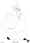 2019 absurd_res anthro areola big_breasts big_butt black_and_white breasts butt cervid cervine clenched_teeth clothing curvy_figure female grandmasterfdc hi_res horn huge_breasts huge_butt inner_ear_fluff looking_back mammal monochrome neck_fur nipples overweight overweight_anthro overweight_female panties rear_view simple_background solo teeth thick_thighs tuft underwear voluptuous white_background wide_hips 