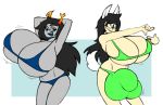  2019 alien alien_humanoid angstrom animal_humanoid big_breasts big_bulge bikini black_hair breasts bulge canid canid_humanoid canine clothing digital_media_(artwork) duo female genitals gynomorph hair hi_res homestuck horn horned_humanoid huge_breasts huge_bulge humanoid hyper hyper_breasts hyper_bulge intersex jade_harley long_hair mammal mammal_humanoid ms_paint_adventures penis swimwear troll_(homestuck) vriska_serket webcomic 