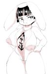  anthro breasts clothing female fur hair looking_at_viewer nipples simple_background solo tanu-tan white_background 