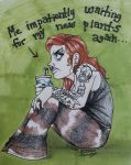  female hair hi_res human human_only mammal not_furry red_hair solo tattoo thehuntingwolf 