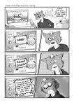  &lt;3 2020 4koma 5_fingers aniapt_(manga) anthro black_nose boba_bearstein bodily_fluids cheek_spots cheek_tuft clothed clothing comic controller cute_fangs defeated determined digital_media_(artwork) disappointed duo english_text facial_tuft fingers fluffy fluffy_tail furniture greyscale hair happy heart_nose holding_object hoodie inside looking_away male male/male mammal manga mephitid messy_hair monochrome multicolored_body open_mouth open_smile pattern_background remote_control screentone simple_background skunk smile speech_bubble sweat sweatdrop table tapirclip television text textured_background topwear tuft two_tone_body ursid 