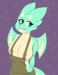  absurd_res anthro clothing dragon female hi_res horn linkzerofurry_(artist) marilin_(kiwihermit) nipples overalls solo tagme 