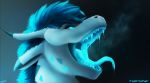  absurd_res akr black_and_blue dragon female feral hi_res monochrome mouth_shot rektalius solo tanzanite_(character) 