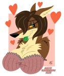  2017 anthro big_breasts blue_eyes breasts brown_body brown_fur canid canine canis clothed clothing condom digital_media_(artwork) female fur hair looking_at_viewer lucy_lupa mammal sexual_barrier_device simple_background smile solo text unclescooter wolf 