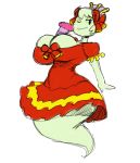  2018 angstrom big_breasts boo_(mario) breasts clothed clothing digital_media_(artwork) dress female ghost hi_res humanoid lady_bow mario_bros nintendo not_furry one_eye_closed paper_mario simple_background solo spirit video_games wide_hips wink 