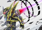  1boy dated debris glowing glowing_eyes jiuri_jiuhao kamen_rider kamen_rider_01_(series) kamen_rider_zero-one power_armor profile rider_belt shining_assault_hopper signature thrusters 