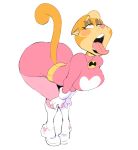  absurd_res anthro clothing domestic_cat felid feline felis female gloves handwear hi_res lidded_eyes lilly_(vimhomeless) mammal open_mouth simple_background solo tight_clothing tongue tongue_out vimhomeless white_background wide_hips 