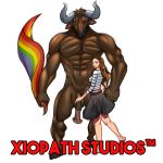  1:1 alpha_channel animal_genitalia animal_penis bottomwear bovid bovine clothing equine_penis european_mythology female genitals greek_mythology handjob human male male/female mammal minotaur mythology penile penis sex skirt taur xiopath 