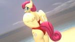  16:9 3d_(artwork) anthro beach clothed clothing cutie_mark detailed_background digital_media_(artwork) equid equine eyewear female friendship_is_magic glasses hasbro hi_res looking_back mammal mature_female mrs._shy_(mlp) my_little_pony one-piece_swimsuit papadragon69 pegasus rear_view seaside solo swimwear water widescreen wings 