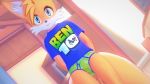  16:9 anthro ben_10 bulge canid canine cartoon_network clothed clothing fox fur fusionxglave hair hi_res looking_at_viewer male mammal miles_prower pinup pose smile solo sonic_the_hedgehog_(series) underwear video_games widescreen young 
