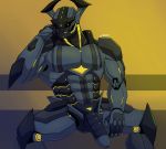  absurd_res e-zoid genitals hi_res machine male muscular muscular_male not_furry penis robot robotic simple_background sitting solo 