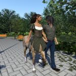  1:1 centaur clothed clothing duo equid equid_taur female hand_holding hi_res hulksmash31 hulksmash31_(artist) human humanoid_taur male male/female mammal mammal_taur park park_bench romantic_couple romantic_duo taur tree 