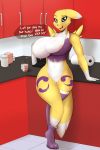  2:3 3_toes absurd_res anthro big_breasts blush bodily_fluids booponies boss bottomwear breasts cleavage clothed clothing digimon digimon_(species) domination dress_shirt female flirting genitals hi_res huge_breasts lactating legwear midriff nipples office one_breast_out partially_clothed pussy renamon shirt skirt smile socks solo spilling_out standing tempting text thick_thighs thigh_highs toes topwear 