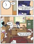  absurd_res amai_puwai_(character) anthro box canid canine carpet chair clock clothed clothing comic computer dialogue english_text folder furniture hi_res male mammal neko3240 office quse solo text trash webb_(neko3240) 