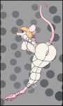  anthro anus bdsm big_butt black_border blonde_hair bondage border bound breasts butt dotted_background female genitals grey_background hair hands_behind_back hi_res looking_at_viewer looking_back mammal murid murine nude pattern_background pussy raised_tail rat robotjoe rodent side_boob simple_background solo string thick_thighs white_body 