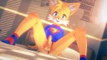  16:9 anthro ball balls blush briefs canid canine canis clothed clothing embarrassed erection fox fur fusionxglave genitals hi_res legwear looking_at_viewer male mammal miles_prower penis pinup pose presenting shirt simple_background socks solo solo_focus sonic_the_hedgehog_(series) spread_legs spreading superman_shirt surprise topwear underwear widescreen young 