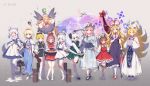  6+girls :d ;d ^_^ alice_margatroid animal_ears banned_artist black_hairband blonde_hair blue_eyes bobby_socks book brown_eyes brown_hair bug butterfly capelet cat cat_ears cat_tail chen cherry_blossoms closed_eyes commentary dress dual_wielding fairy_wings fox_tail full_body gap_(touhou) hairband hajin hands_in_opposite_sleeves hat hat_with_ears holding insect instrument katana keyboard_(instrument) kneehighs konpaku_youmu lavender_hair letty_whiterock lily_white long_hair looking_at_viewer lunasa_prismriver lyrica_prismriver merlin_prismriver mob_cap multiple_girls multiple_tails one_eye_closed open_mouth perfect_cherry_blossom petals pink_eyes pink_hair purple_dress purple_eyes red_hairband saigyouji_yuyuko saigyouji_yuyuko&#039;s_fan_design sash scabbard sheath short_hair sign simple_background smile socks sword tail touhou triangular_headpiece trumpet umbrella violin weapon white_hair white_legwear wide_sleeves wings yakumo_ran yakumo_yukari yellow_eyes 