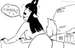  antelope anthro blush bovid bovine breasts butt dialogue duo english_text eyes_closed female first_person_view fur furniture hair hand_vacuum human kudu male male/female mammal miss_thompson_(tegerio) monochrome rear_view sofa spiral-horned_antelope tegerio text 