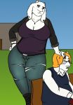  anthro anthrofied asgore_dreemurr big_breasts blonde_hair blue_eyes boss_monster bovid breasts caprine clothed clothing duo eyewear facial_hair female fur goggles hair horn long_ears male male/female mammal oystercatcher7 slightly_chubby thick_thighs toriel undertale video_games white_body white_fur wide_hips 