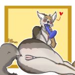  &lt;3 1:1 2020 anthro anus areola blush bodily_fluids bodily_fluids_from_mouth breasts brown_body brown_fur butt canid canine canis coyote digital_media_(artwork) dildo dildo_in_mouth female fluffy fluffy_tail fur genitals grey_body grey_fur highlights_(coloring) humanoid_pointy_ears leaning looking_back looking_pleasured lying mammal manzanita nipples on_side pink_anus pink_nipples pink_pussy plaguedoctorprincess plump_labia presenting pussy pussy_blush saliva saliva_drip saliva_on_dildo sex_toy simple_background solo sucking tan_body tan_fur yellow_background 