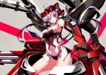  1girl absurdres armpits bangs breasts cleavage covered_navel cowboy_shot floating_hair grey_background grin hair_between_eyes highres large_breasts leotard long_hair looking_at_viewer pink_leotard purple_hair senki_zesshou_symphogear shiny shiny_hair simple_background smile solo standing th-asary800 v-shaped_eyebrows very_long_hair yukine_chris 