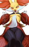  10:16 absurd_res anthro blush breasts canid canine delphox female fur genitals hi_res inner_ear_fluff japanese_text katahane3 looking_at_viewer mammal nintendo pok&eacute;mon pok&eacute;mon_(species) pussy solo text translated tuft video_games 