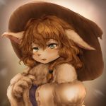  1:1 2020 5_fingers alternate_species ambiguous_gender anthro bodily_fluids brown_hair clothing female_(lore) fingers fur green_eyes hair hat hawthorn headgear headwear hi_res lagomorph leporid mammal marisa_kirisame open_mouth portrait rabbit simple_background solo tears touhou transformation video_games witch_hat 
