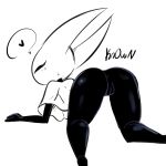  1:1 anthro anus arthropod butt female genitals hi_res hollow_knight hornet_(hollow_knight) monochrome oopsynsfw pussy rear_view solo team_cherry video_games 