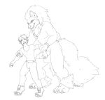  anthro arcanine balls big_balls big_feet bulge canid canine clothing duo faust feet genitals grin hi_res human humanoid knot male male/male mammal mid_transformation monochrome muscular narusewolf nintendo paws penis pok&eacute;mon pok&eacute;mon_(species) sequence size_difference smile swelling torn_clothing transformation video_games 