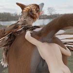  1:1 3d_(artwork) absurd_res ambiguous_gender anal anal_penetration anal_vore anus avian butt digital_media_(artwork) duo female feral gryphon head_in_ass head_insertion hi_res human lake male male/female mammal mythological_avian mythology outside penetration racf92 scenic_view vore woodland 