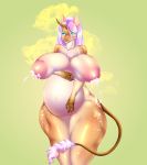 absurd_res anthro belly big_belly big_breasts big_nipples bodily_fluids breast_milking breasts butt deericorn felicer female hi_res huge_breasts hyper lactating mammal milk nipples nude pregnant projectile_lactation slightly_chubby smile solo 