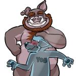  1:1 2020 anthro belly blush bodily_fluids canid canine duo eclipsewolf humanoid_hands male mammal overweight overweight_male simple_background suid suina sus_(pig) sweat white_background wild_boar 