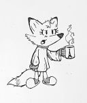  anthro antoinette_(el_senor_erizo) beverage canid canine coffee coffee_mug el_se&ntilde;or_erizo eyelashes female fox hair mammal messy_hair monochrome pijama simple_background simple_eyes solo tired 