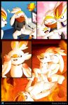  absurd_res age_difference anal anthro cinderace english_text fire fire_conejo fur group group_sex hi_res humor incest_(lore) lagomorph leporid male male/male mammal nintendo pok&eacute;mon pok&eacute;mon_(species) rabbit raboot red_eyes scorbunny sex text threesome video_games white_body white_fur 