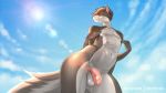  16:9 anthro balls belly canid canine canis cloud erthy3d foreskin genitals girly jas male mammal nipples patreon penis pinup pose sky smile solo standing summer sun uncut widescreen wolf 