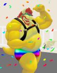  absurd_res belly bowser clothing full_shading harness hi_res king_koopa koopa leather leather_straps lgbt_history_month lgbt_pride male mario_bros musclegut muscular nintendo scalie seiferwolfdragon solo underwear video_games 