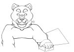  ambiguous_gender anthro black_and_white brz digital_media_(artwork) humanoid male mammal monochrome overweight pose simple_background solo ursid 