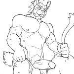  anthro beef biceps damageisreally duo food genitals hyaenid hyenajack male male/male mammal meat monochrome muscular nipples pecs penis sex sketch spotted_hyena 