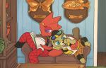  animal_crossing anthro beaver c.j._(animal_crossing) cellphone chameleon choker comic cuddling duo flick_(animal_crossing) goth hi_res jewelry lizard male male/male mammal marugome_rs necklace nintendo phone reading red_body red_scales reptile rodent scales scalie smartphone video_games 