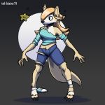  1:1 2019 ? after_transformation alternate_species anthro black_nose blonde_hair blue_eyes canid canine canis clothing female fur hair hi_res mammal mario_bros moon nintendo rosalina_(mario) simple_background solo standing super_mario_galaxy surprise tail-blazer tan_body tan_fur torn_clothing video_games were werecanid werecanine werewolf wolf 