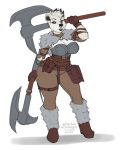  2020 anthro armor axe breasts clothed clothing digital_media_(artwork) facial_piercing female hi_res holding_object holding_weapon kittydee mammal melee_weapon nose_piercing piercing polar_bear septum_piercing solo ursid ursine weapon 