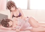  2girls bangs breasts brown_hair commentary_request eyebrows_visible_through_hair kamakama_(kdmorh_kamakama) multiple_girls original yuri 