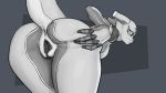  2019 android anthro anus bent_over butt female genitals greyscale hi_res looking_back machine maxmushroom monochrome nude portrait presenting presenting_pussy pussy rear_view robot scalie solo spread_butt spread_pussy spreading three-quarter_portrait 